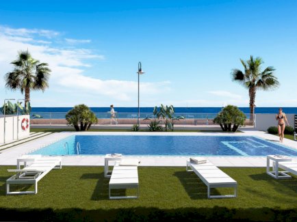 Obergeschoss-Wohnungen mit 2 Schlafzimmern, 2 Bädern und Dachterrasse in abgeschlossener Anlage direkt am Strand Pozo del Esparto 04648