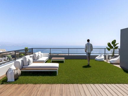 Exklusive Penthouse-Wohnungen mit 2 Schlafzimmern, Dachterrasse, Meerblick, Klimaanlage und Gemeinschaftspool nur ca. 800 m vom Strand Santa Pola 03130