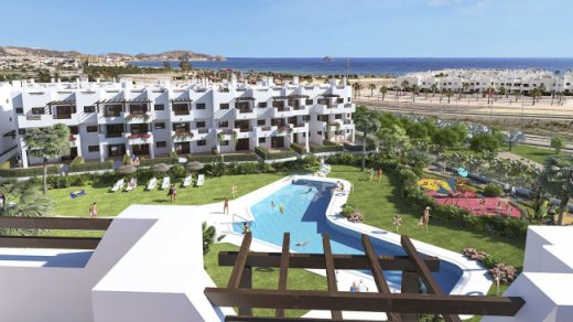 Komfortable Penthouse-Wohnungen mit 3 Schlafzimmern, Dachterrasse mit Meerblick, Tiefgaragenstellplatz und Gemeinschaftspool nur 600 m vom Strand San Juan de los Terreros 04648
