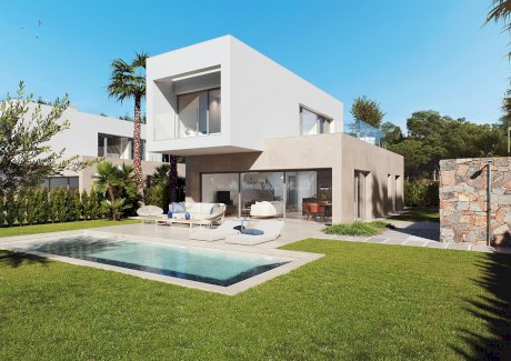Luxusvillen mit 3 Schlafzimmern, 2 Bädern, Gäste-WC, Klimaanlage und Privatpool in der fantastischen Golfanlage Las Colinas Orihuela Costa 03189