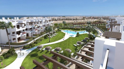Komfortable Penthouse-Wohnungen mit 1 Schlafzimmer, Dachterrasse mit Meerblick, Tiefgaragenstellplatz und Gemeinschaftspool nur 600 m vom Strand San Juan de los Terreros 04648