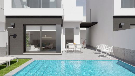 Charmante Villen mit 3 Schlafzimmern und 2 - 3 Bädern, Kfz-Stellplatz und Privatpool nur 1 km vom Strand Santiago de la Ribera 30720 - Immolocal.de