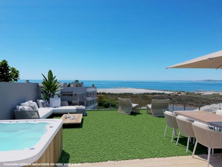Penthouse-Wohnungen mit 3 Schlafzimmern, 2 Bädern, Vorinstallation Klimaanlage, Kfz-Stellplatz und Meerblick nur 100 m vom Strand Santa Pola 03130