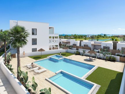 Appartements mit 2 Schlafzimmern, 2 Bädern, Vorinstallation Klimaanlage, Gemeinschaftspool und Meerblick direkt am Golfplatz von La Serena Golf Los Alcázares 30710 - Immolocal.de