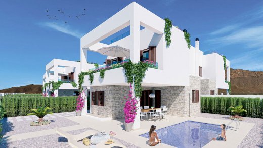 Doppelhaushälften mit 2 Schlafzimmern, 2 Bädern, Keller, Dachterrasse mit Meerblick und optionalem Privatpool nur 400 m vom Strand San Juan de los Terreros 04648