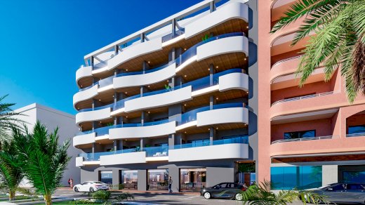 Penthouse-Wohnungen mit 3 Schlafzimmern, 2 - 3 Bädern, Dachterrasse und Gemeinschaftspool nur ca. 250 m vom Strand von Los Locos Torrevieja 03180
