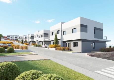 Doppelhaushälften mit 4 Schlafzimmern, 2 Bädern, Gäste-WC, Dachterrasse und zum Teil auch mit Meerblick in wunderschöner Anlage nur 5 km vom Strand Finestrat 03509 - Immolocal.de