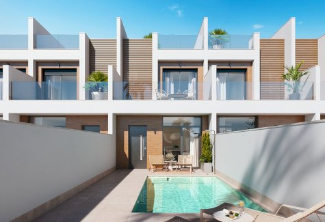 Reihenhäuser mit 3 Schlafzimmern, 2 Bädern, Dachterrasse und Privatpool San Pedro del Pinatar 30740 - Immolocal.de